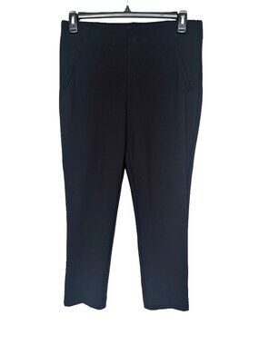 Chico’s Fabulously Slimming Pull On Black Cropped Pants Straight Leg Ponte Knit